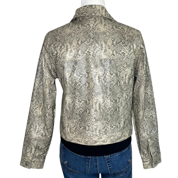 DCC Faux Snakeskin Button Up Cropped Jacket Cream Black Snake Print Medium M - Picture 5 of 15